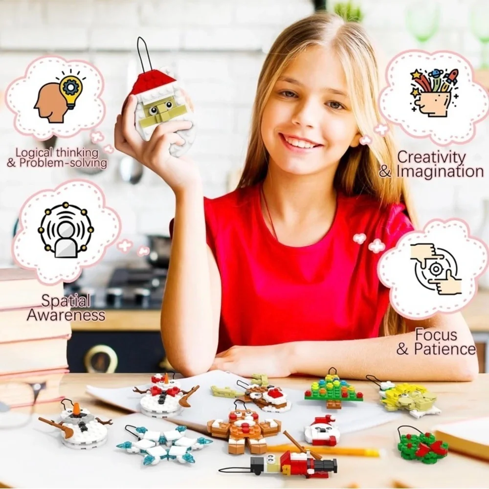 NEW - Christmas Ornaments Building Set, 382pc Christmas Tree, Wreath,Nutcracker